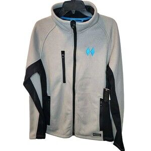 Double Diamond Men's Large Fleece Lined Knit Jacket Grey